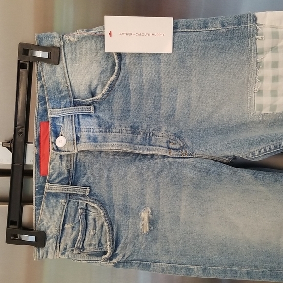 💕MOTHER💕  Patchwork Tomcat Ankle Undone Hem Jean High Rise New Hobbies 24 NWT - Picture 15 of 17